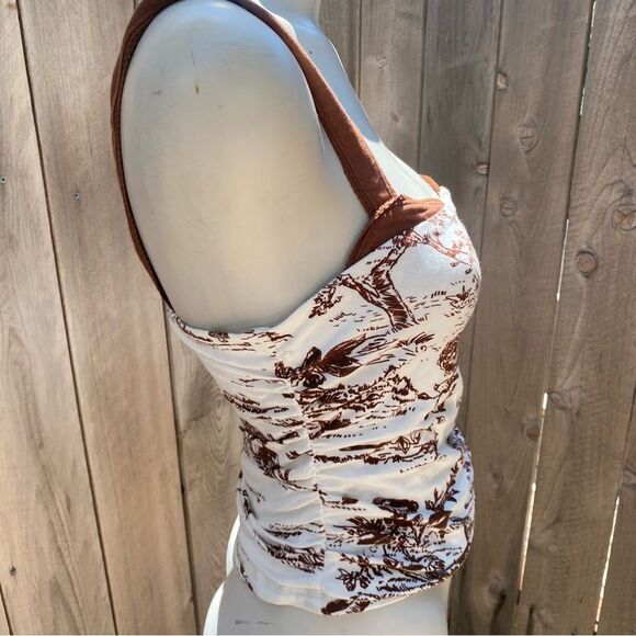 Free people Printed 2 Tone Tank in Oak Combo Brown and White size small - Picture 9 of 11